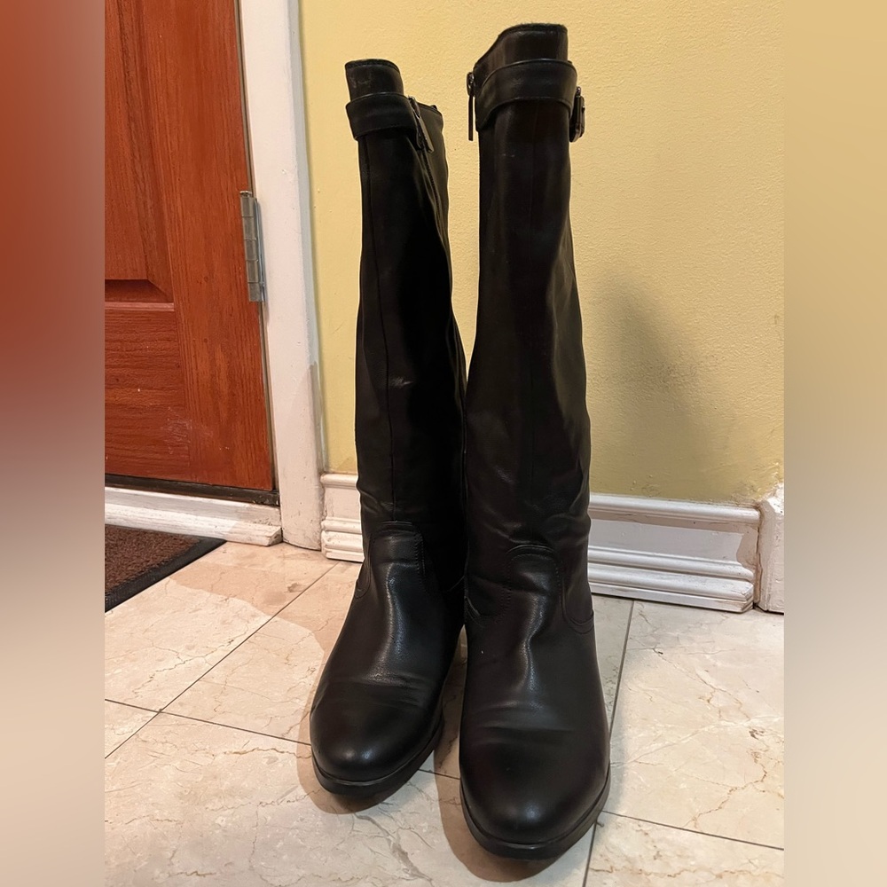 Black Leather Knee-High Boots